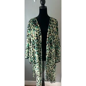 Democracy Animal Print Ruffle Sleeve Kimono Size 3X